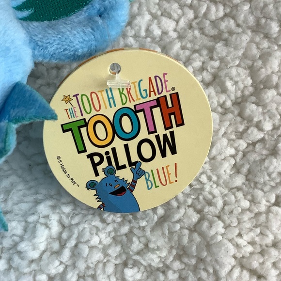 The Tooth Brigade Blue Monster Tooth Fairy Pillow w Pocket Plush Stuffed Animal - Picture 2 of 13